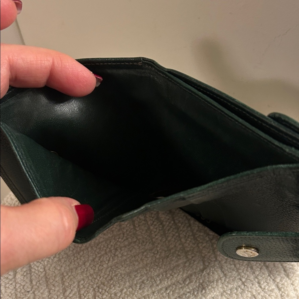 Lanvin Dark Green Leather Wallet Unisex Bill Fold Coins Card Slots - Picture 7 of 10